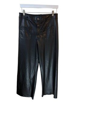 Zara Black Faux Leather Marine Straight Leg Pants Size 10